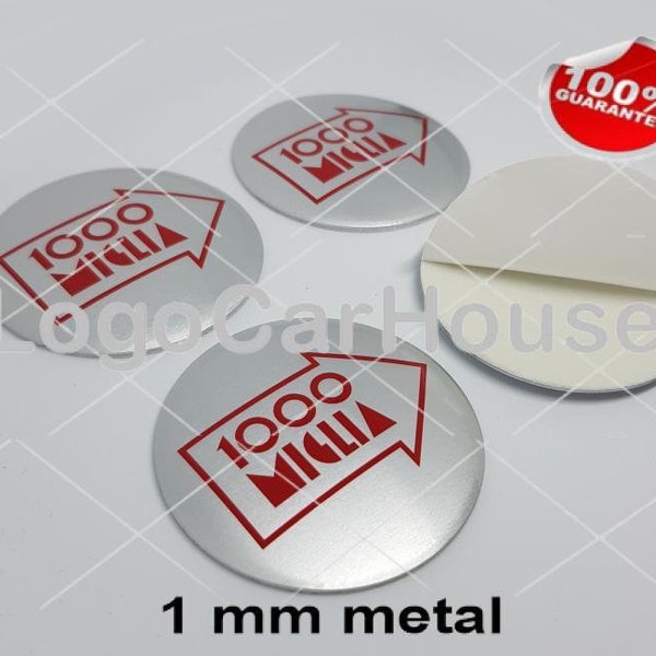 Metal Stickers - car wheel center cap stickers - set of 4 - 1000 MIGLIA 1