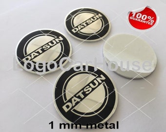 Metal Stickers - car wheel center cap stickers - set of 4 - DATSUN 12