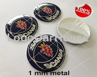Metal Stickers - car wheel center cap stickers - set of 4 - SAAB Scania