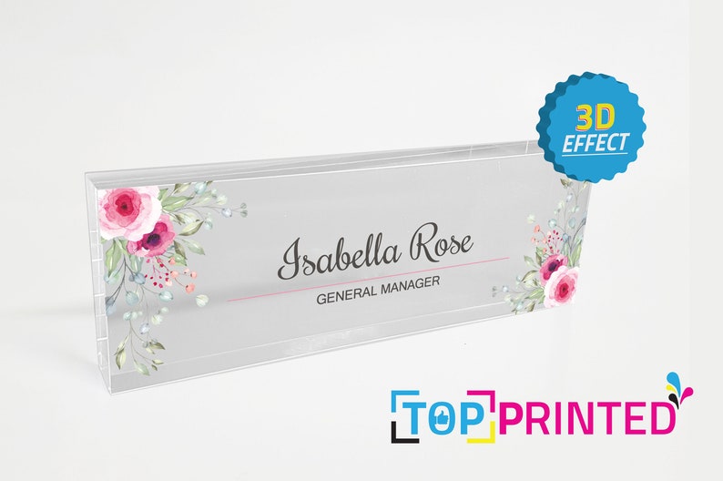 Desk Name Executive Desk Name Plate Light Blue 20mm tickness Personalized Acrylic Name Plate Custom Name Business Card Holder Desk