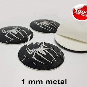 Metal Stickers - car wheel center cap stickers - set of 4 - SPIDER