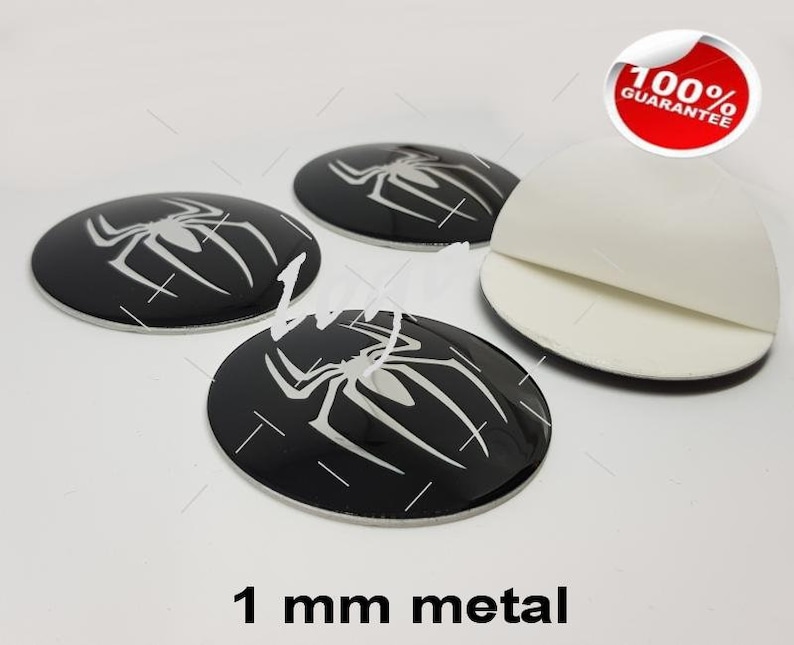 Metal Stickers - car wheel center cap stickers - set of 4 - SPIDER image 1