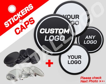 Roues Capuchons centraux + Autocollants métalliques Logo de voiture personnalisé Badge Garnitures de roue Jantes Décalcomanie (1mm métal) 4pcs s’adaptent à Nismo et Oz Racing et Prodrive