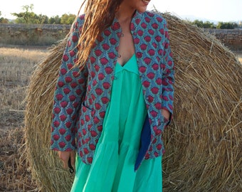 Chaqueta Dula, Chaqueta kimono, algodón paisley, Chaqueta casual, Chaqueta anubeeart, chaqueta algodón, chaqueta boho, boho casual