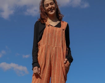 AMBIKA Dungarees, unisex dungarees, unisex dungarees, ready-made dungarees, dyed wood block dungarees, long dungarees, long dungarees, dungarees, overalls