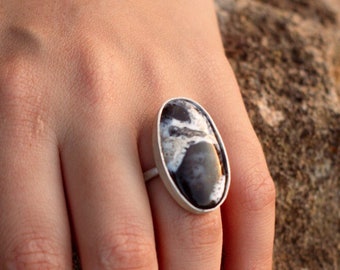 Landscape Agate ring, anubeeart ring, silver ring, 925 ring, ring with stone, 925 ring, simple ring, size 10, daily wear ring