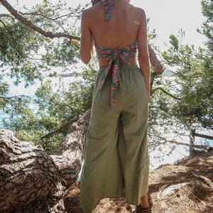 Ahisma Turquoise green pants, organic pants, boho pants, anubeeart pants, harem pants, harem pants, cotton pants image 9