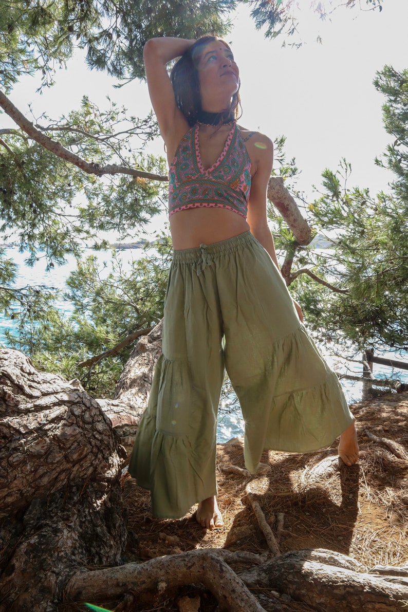 Ahisma Turquoise green pants, organic pants, boho pants, anubeeart pants, harem pants, harem pants, cotton pants image 5