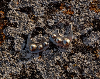 Varouna Earrings, Silver Earrings, handmade silver earrings, handmade earrings, textured silver earrings, silver and texture