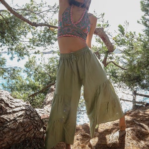 Ahisma Turquoise green pants, organic pants, boho pants, anubeeart pants, harem pants, harem pants, cotton pants image 7