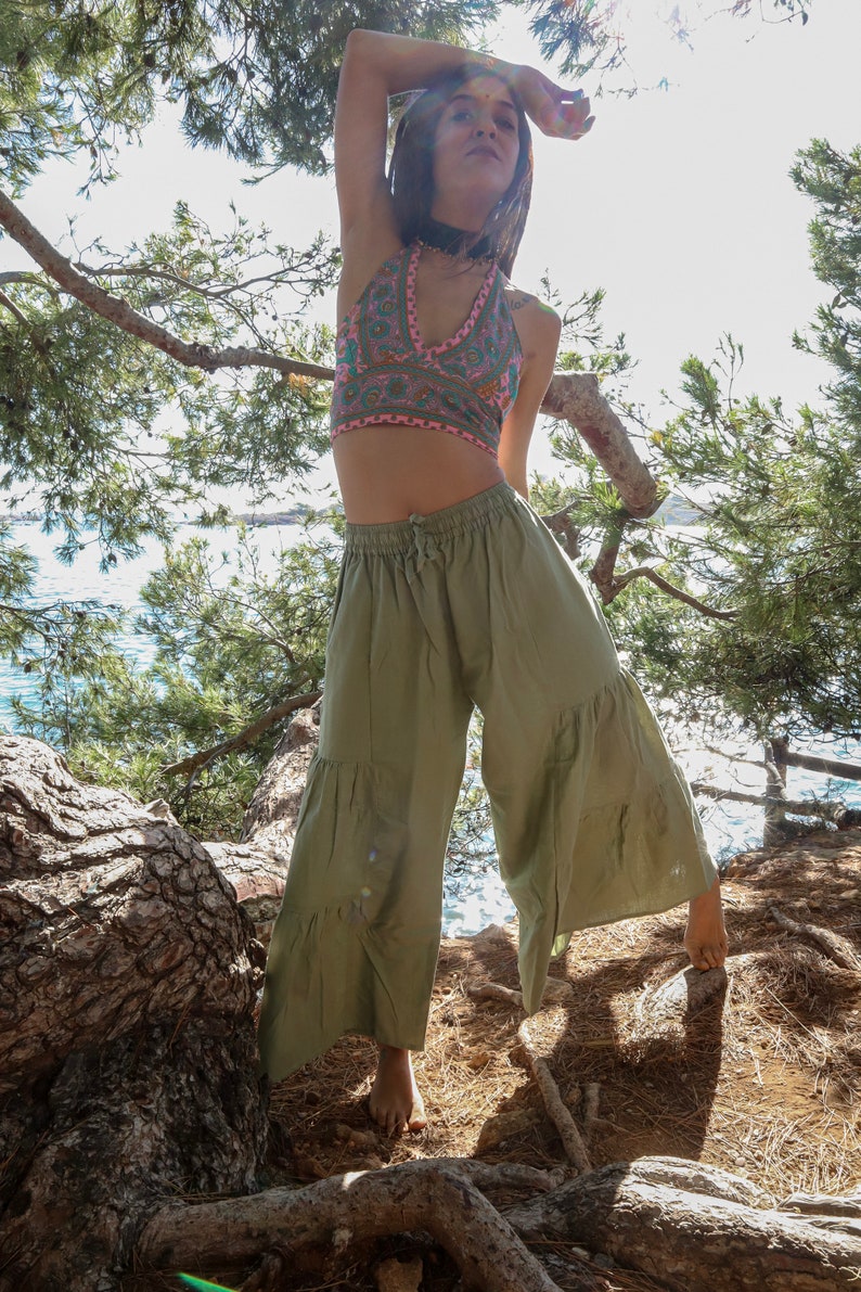 Ahisma Turquoise green pants, organic pants, boho pants, anubeeart pants, harem pants, harem pants, cotton pants image 7