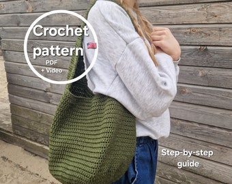 Crochet pattern polyester cord bag.