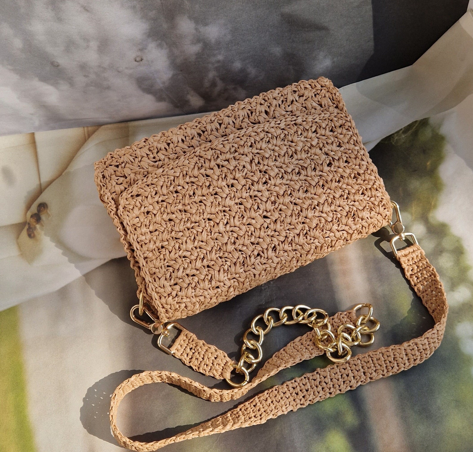 Straw Crossbody Bag, Raffia Bag, Crossbody Bag, Shoulder Bag