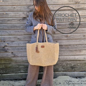 Jute Tote Bag Crochet Pattern, Shopper bag tutorial, Large Crochet Jute Beach Bag, Crochet Jute Bag Pattern, crochet shopping bag