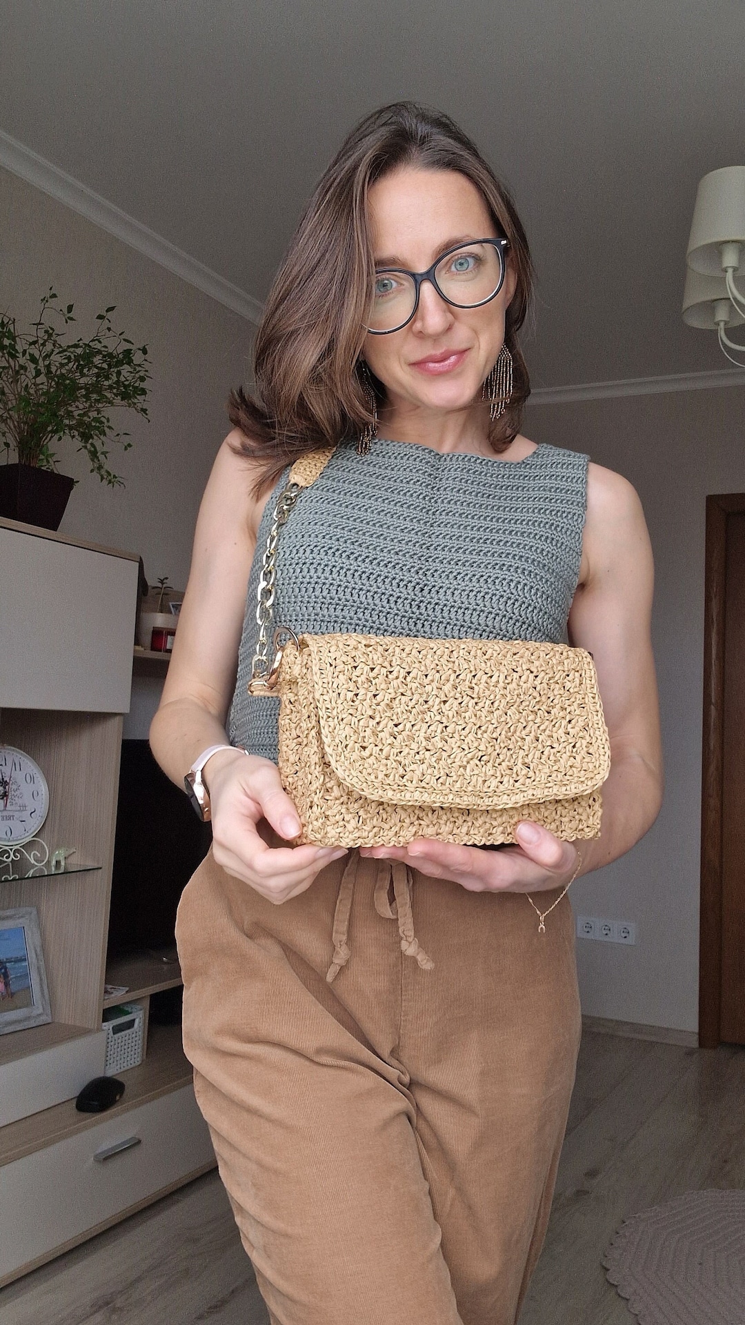 Straw Crossbody Bag, Raffia Bag, Crossbody Bag, Shoulder Bag