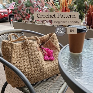 Crochet Jute Tote Bag Pattern: Large Shopper Tutorial (PDF Pattern)