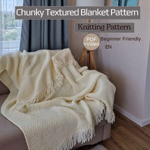 Chunky Blanket Knitting Pattern PDF | Beginner Friendly | Bulky Yarn Knit Blanket Tutorial | Instant Download