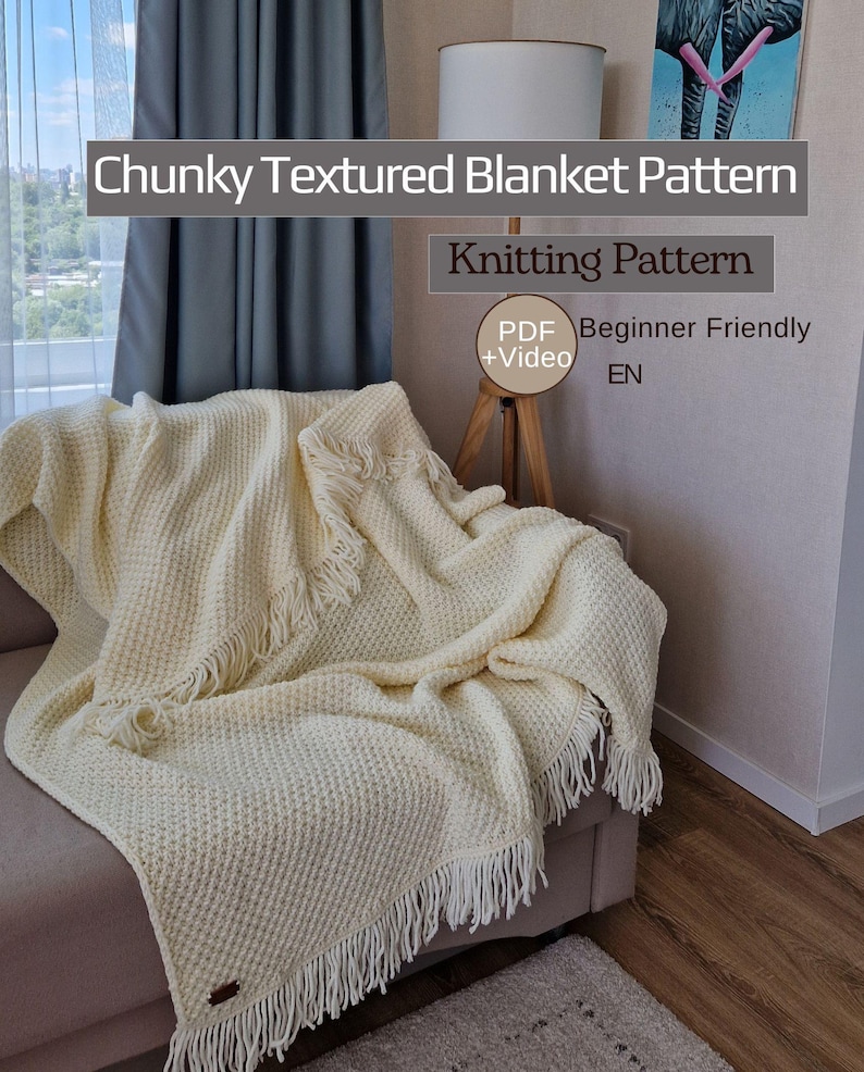 Chunky Blanket Knitting Pattern PDF | Beginner Friendly | Bulky Yarn ...