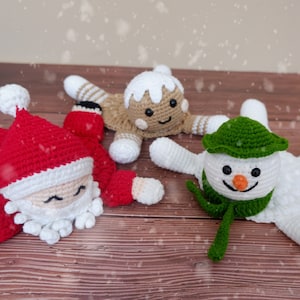 Crochet coasters pattern | SNOWMAN , SANTA , GINGERBREAD crochet coaster | crochet amigurumi pattern |  beginner amigurumi pattern