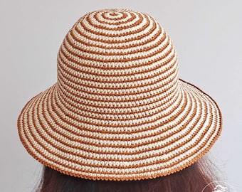 Crochet Hat Pattern | STRIPED Hat crochet pattern | crochet large brim hat | crochet bucket hat | crochet sun hat | womens crochet hat