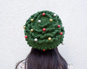 Crochet hat pattern | PINE FASHION HAT | Crochet christmas tree hat pattern | Holiday Crochet Patterns | beanie slouchy beret crochet hat