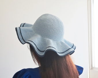 RUFFLE crochet hat pattern | crochet bucket hat | crochet sun hat | crochet large brim hat | summer hat | cloche hat | crochet fashion