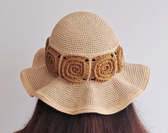 RUFFLE granny square crochet hat pattern | crochet bucket hat | crochet sun hat | summer hat | cloche hat | fall hat | large brim hat