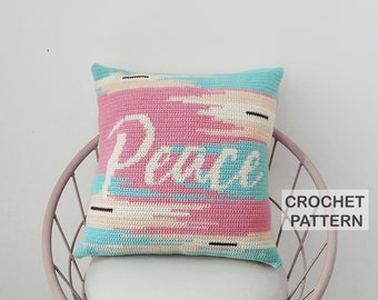 Crochet Patterns , Lake House Decor, Crochet Cushion, Sofa Pillow, Caravan Cushion, tapestry crochet , Patterns for Crochet , peace crochet
