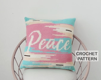 Peace Crochet Cushion Cover Pattern: Candy & Earth Versions (PDF Pattern)