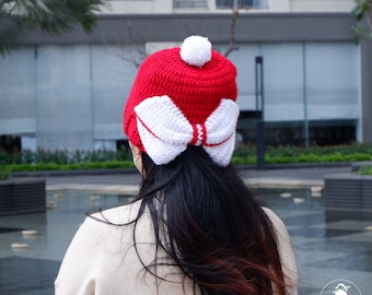 CHRISTMAS BOW Crochet hat pattern | Crochet Slouchy Beanie pattern  | Baby - child - adult size | Crochet trendy hat pattern