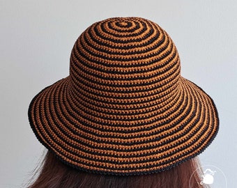 Patrón de gorro de pescador a rayas de ganchillo: apto para principiantes (patrón en PDF) para el verano.