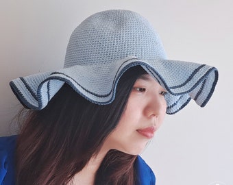 Cappello da pescatore all'uncinetto modello cappello tunisino a tesa arrotolata donne cappelli estivi boho colorati PDF download digitale immediato - Italia