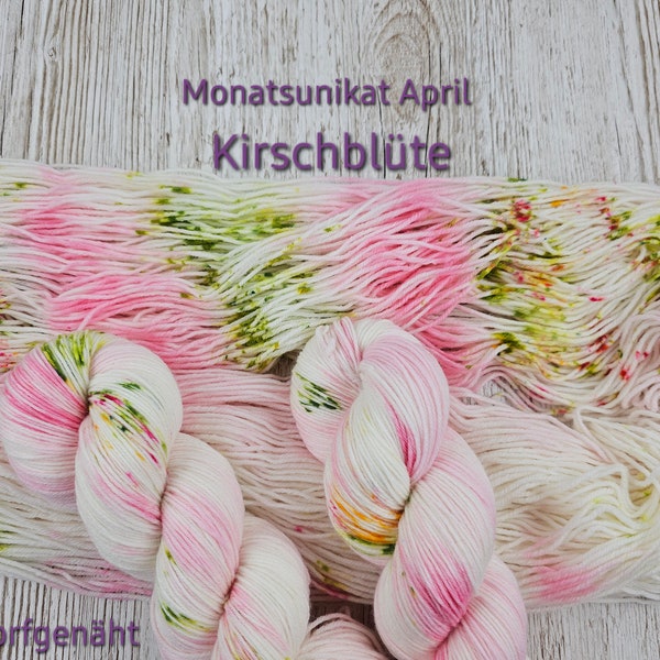 4f. Superfine, Vorbestellung Monatsunikat April, Sockenwolle handgefärbt 4fach SUPERFINE, 100g, Merino