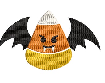 Halloween candy corn bat embroidery design