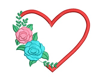 Monogram heart embroidery design