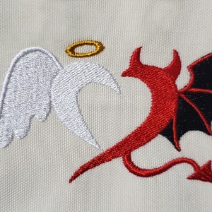 angel and devil heart embroidery design image 2