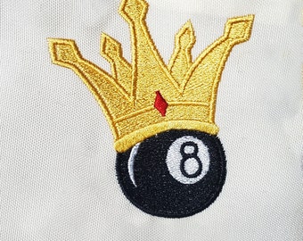 8Ball Crown  embroidery design/ pool ball embroidery