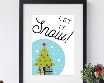 Christmas Wall Art | Digital Wall Art | Let it Snow Printable | Home Decor | Printable Wall Art | Christmas Print | Instant download