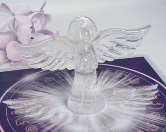 Crystal Angel Clear Quartz 2inch Unique Meditation Pocket Angel, Special Gift Love Crystal Angel