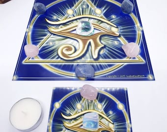 Eye of Ra Protection and Good Luck Crystal Grid/ Manifesting Crystal Grid/Altar Charging Crystals/ Protection Crystal Grid