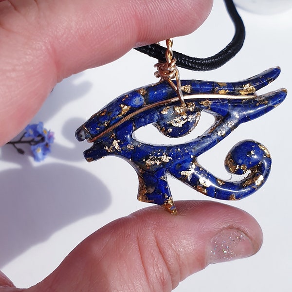 Lapis Eye of HORUS Egyptian Orgone/ Eye of Horus Pendant-Lapis Lazuli Orgone