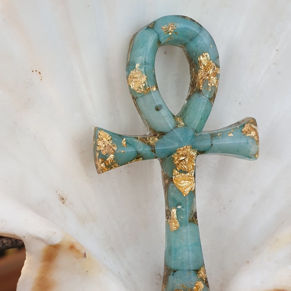 Amazonite Egyptian Ankh Orgone/ Ankh Pendant-Amazonite