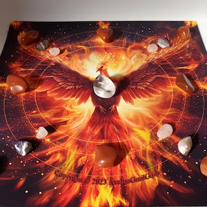 Phoenix Energies ,Manifesting Crystal Grid Altar charging crystals for rebirth, renewal, and transformation