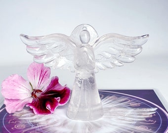 Clear Quartz 2" Crystal Angel Unique Meditation Pocket Angel, Special Gift Love Crystal Angel