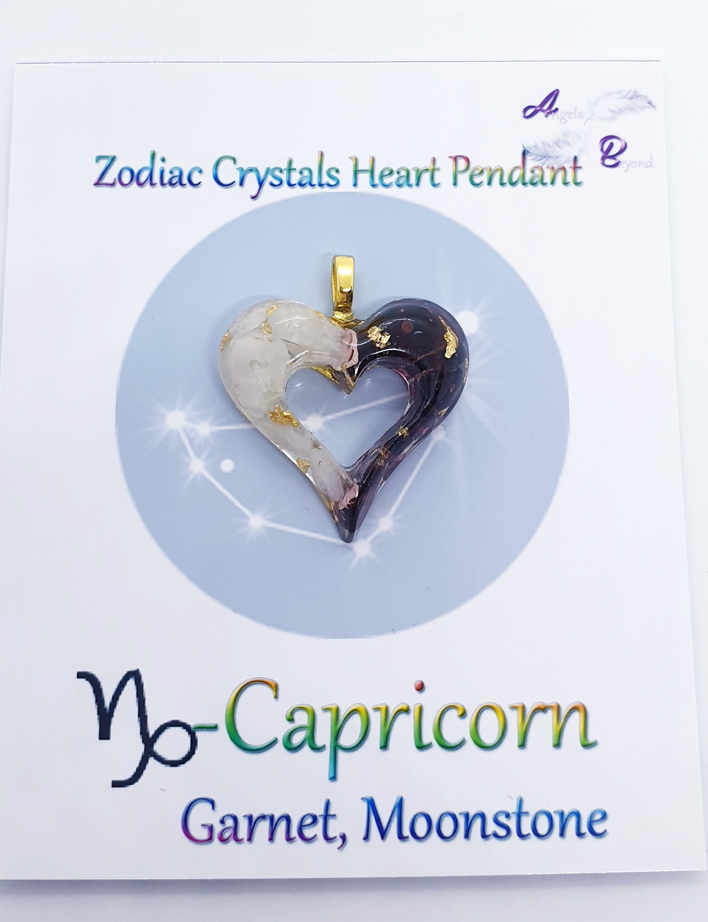 Zodiac Capricorn Crystals Heart Pendant Moonstone/ Etsy