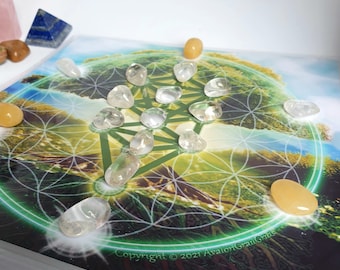 Tree of Life Crystal Grid/Manifesting Crystal Grid/Altar charging crystals/ Sacred Geometry/ Abundance crystal grid