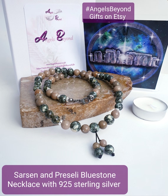 Stonehenge Sarsen and Preseli Bluestone Bead Necklace With