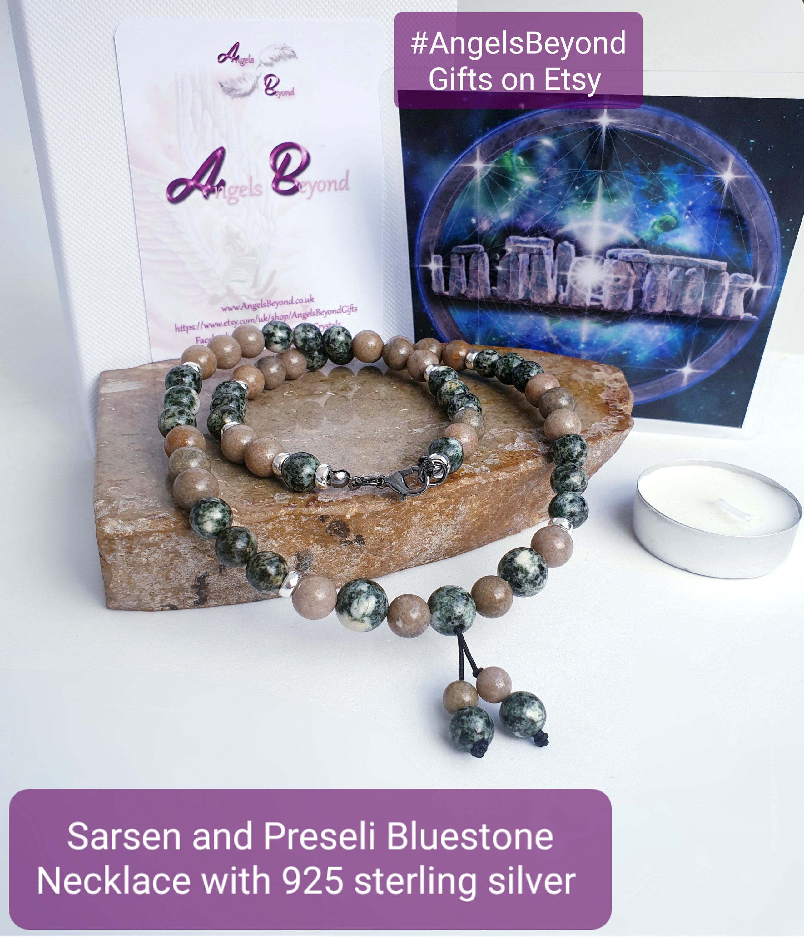 Stonehenge Sarsen and Preseli Bluestone Bead Necklace With