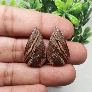 Natural Coffee Jasper Fancy Shape Matching Pair, Cabochon For Jewelry Making 25 Ct 29X14X4 MM