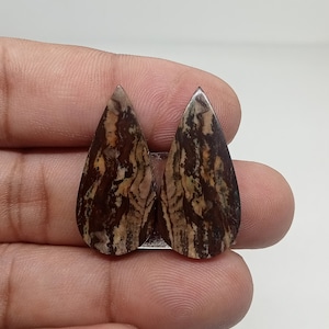 Natural Coffee Jasper Pear Shape Matching Pair 100% Natural ( Free Drilling Available ) 25 Ct 29X14X4 MM